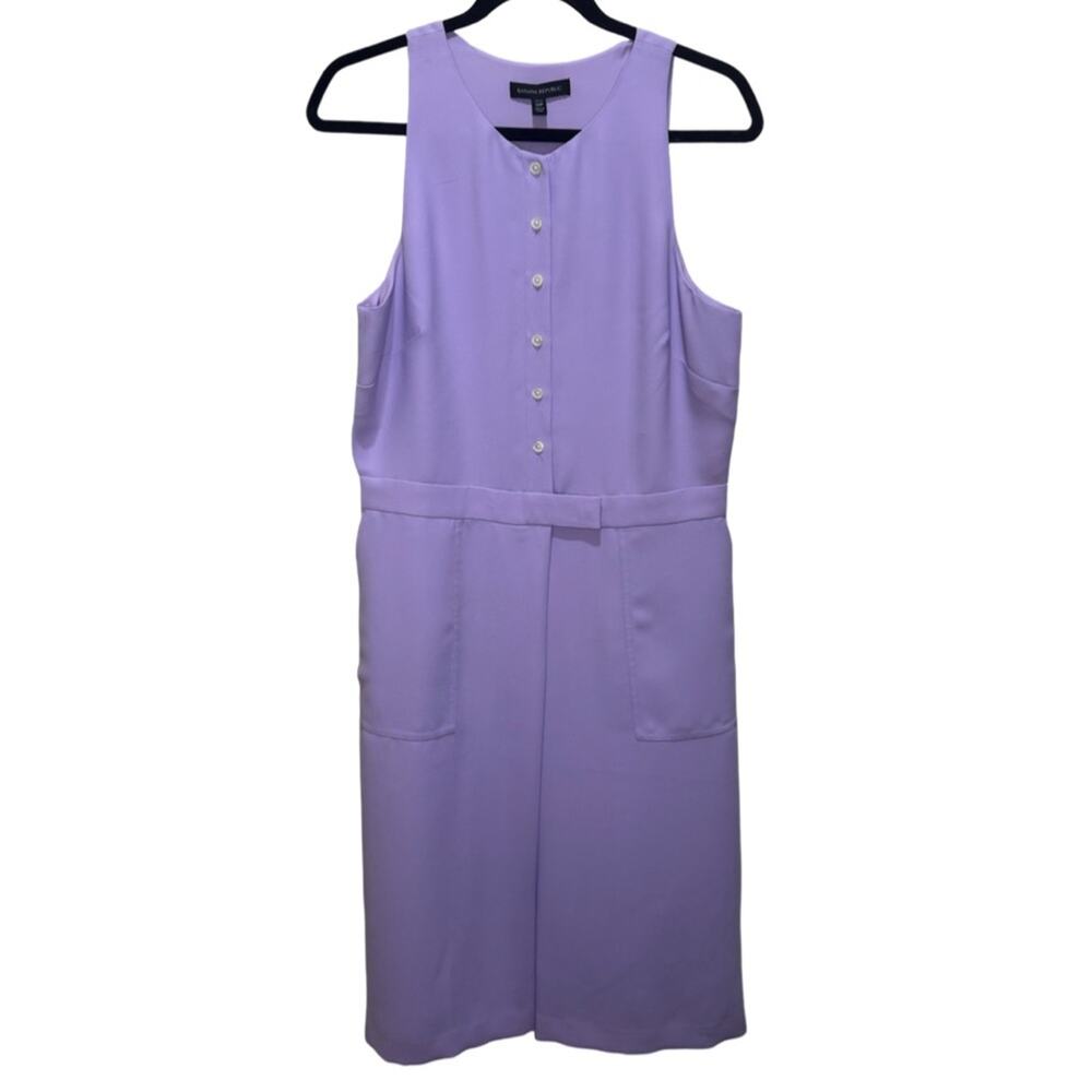 Banana Republic Lavender Button-Front Sleeveless Midi Dress 12P NWT - Picture 2 of 7